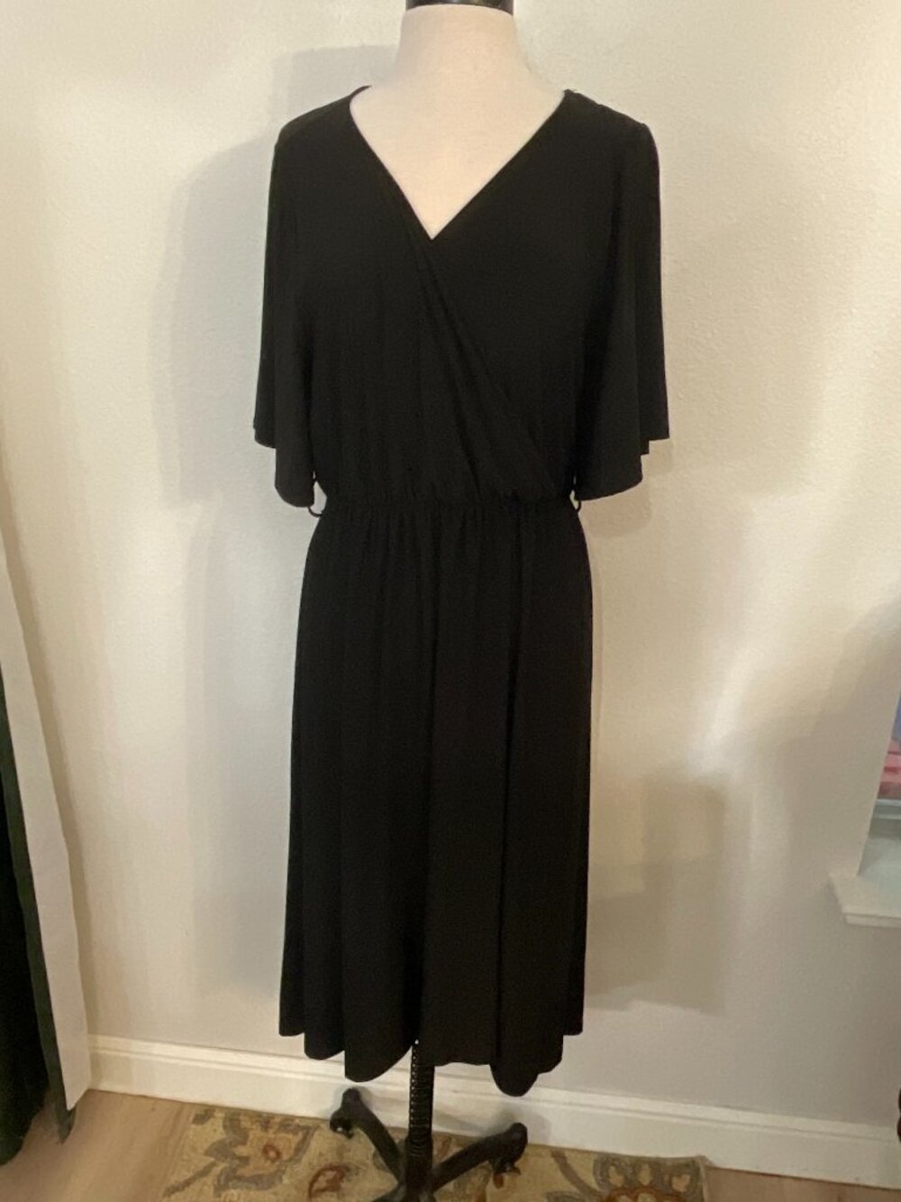 East Adeline 2X Black High Low Maxi Dress Surplice Flutter Sleeve